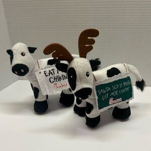 Chick Fil A Set Of 2 Cow Small Plush‎ Stuffed Animals Size  6"